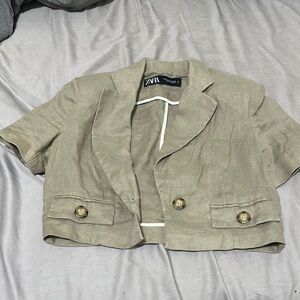 Zara Tan Blazer Cropped Lightweight